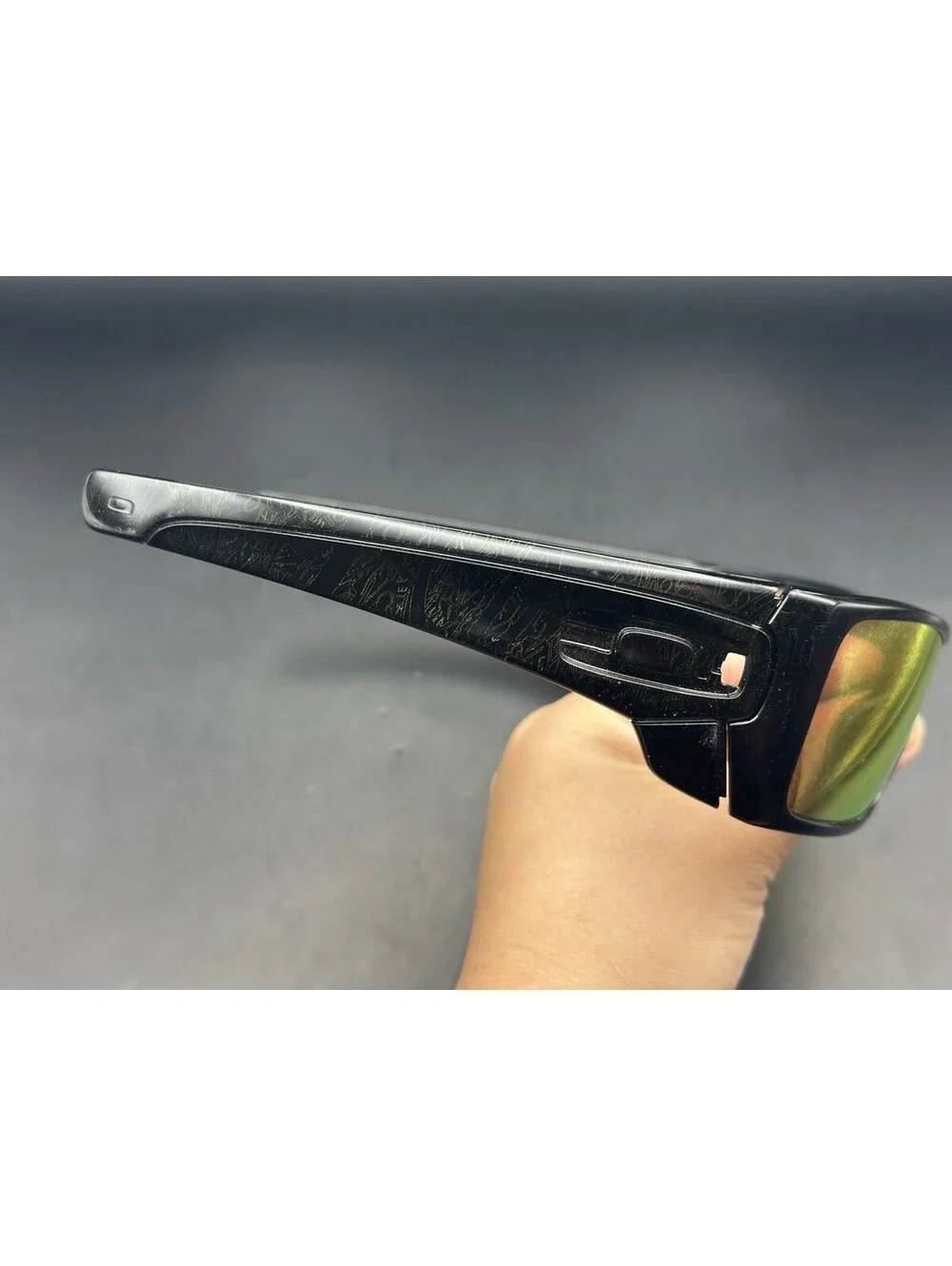 Oakley Batwolf Polished Black Gold History Text W/ Fire Iridium (Icons included)